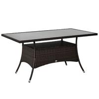 ESSTISCH, Braun + Schwarz, Metall, Sicherheitsglas, Polyrattan - Braun, Kunststoff (150/85/74cm) - Outsunny