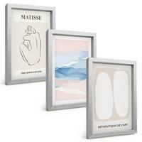 BILDER SET 3er Set - 20x30 cm Silberner Rahmen - Matisses abstrakte Formen - Silberfarben, Kunststoff (20/30cm) - TULUP