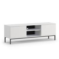 LOWBOARD Queba 2T Weiß 150/50/41 cm – TV Lowboard weiß mit Türen - Schwarz/Weiß, Holzwerkstoff (150/50/41cm) - AX Living