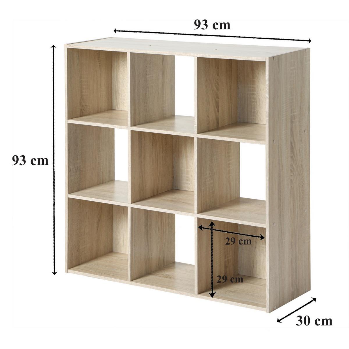 REGAL mit 9 Fächern - Eschefarben, Holzwerkstoff (29.5/92.5/32cm) - Calicosy