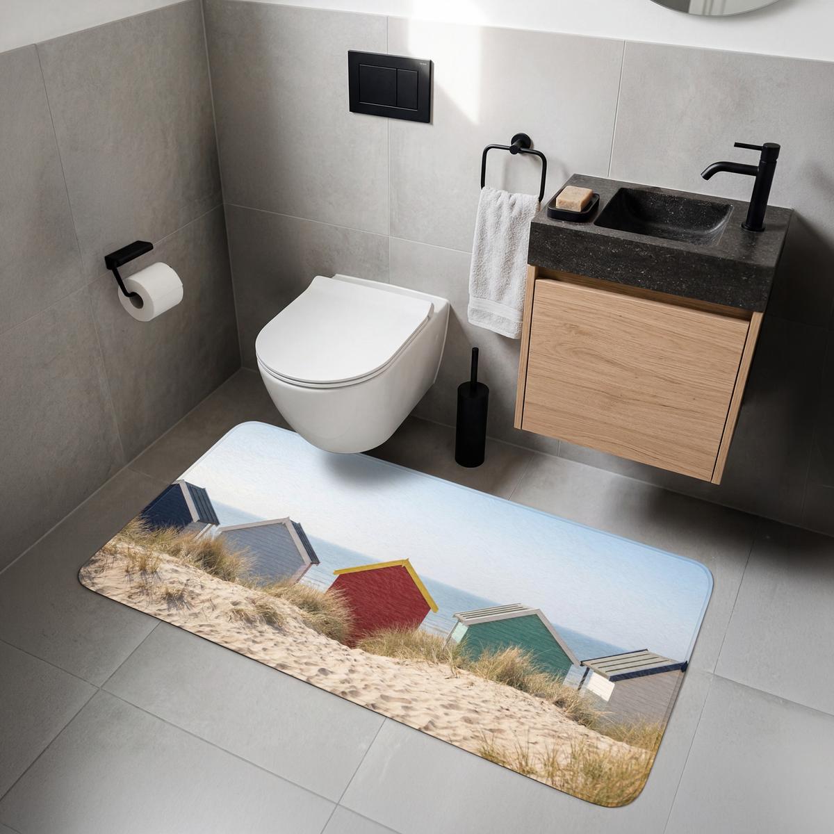 WC-VORLEGER Strand - Ferienhäuser - Farbenfroh - Dünen WC Teppich 120x60 cm - Multicolor, Textil (120/1cm) - OnlyWow