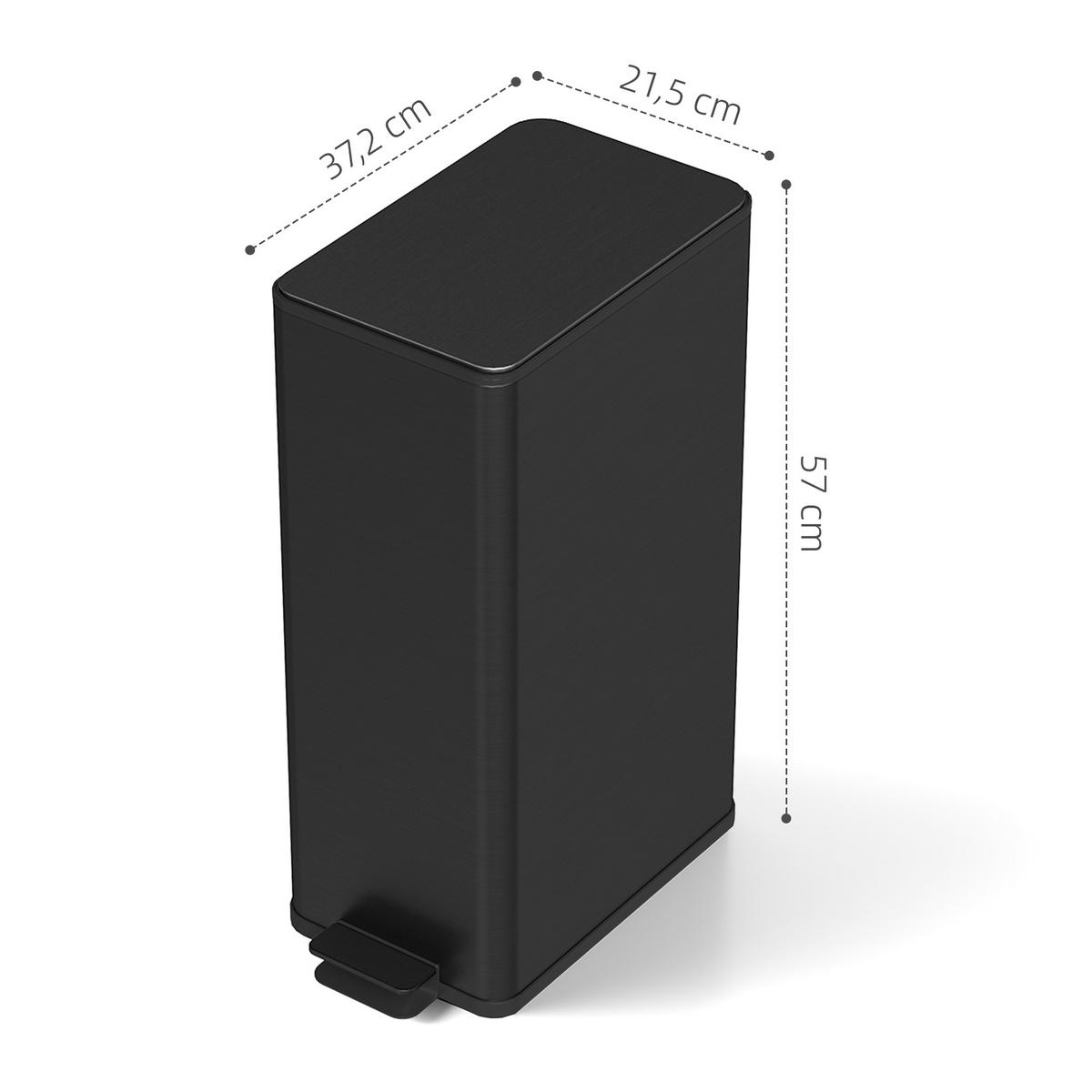MÜLLEIMER Edelstahl Kunststoff Schwarz - Schwarz, Metall (37.2/57/21.5cm) - HOMCOM