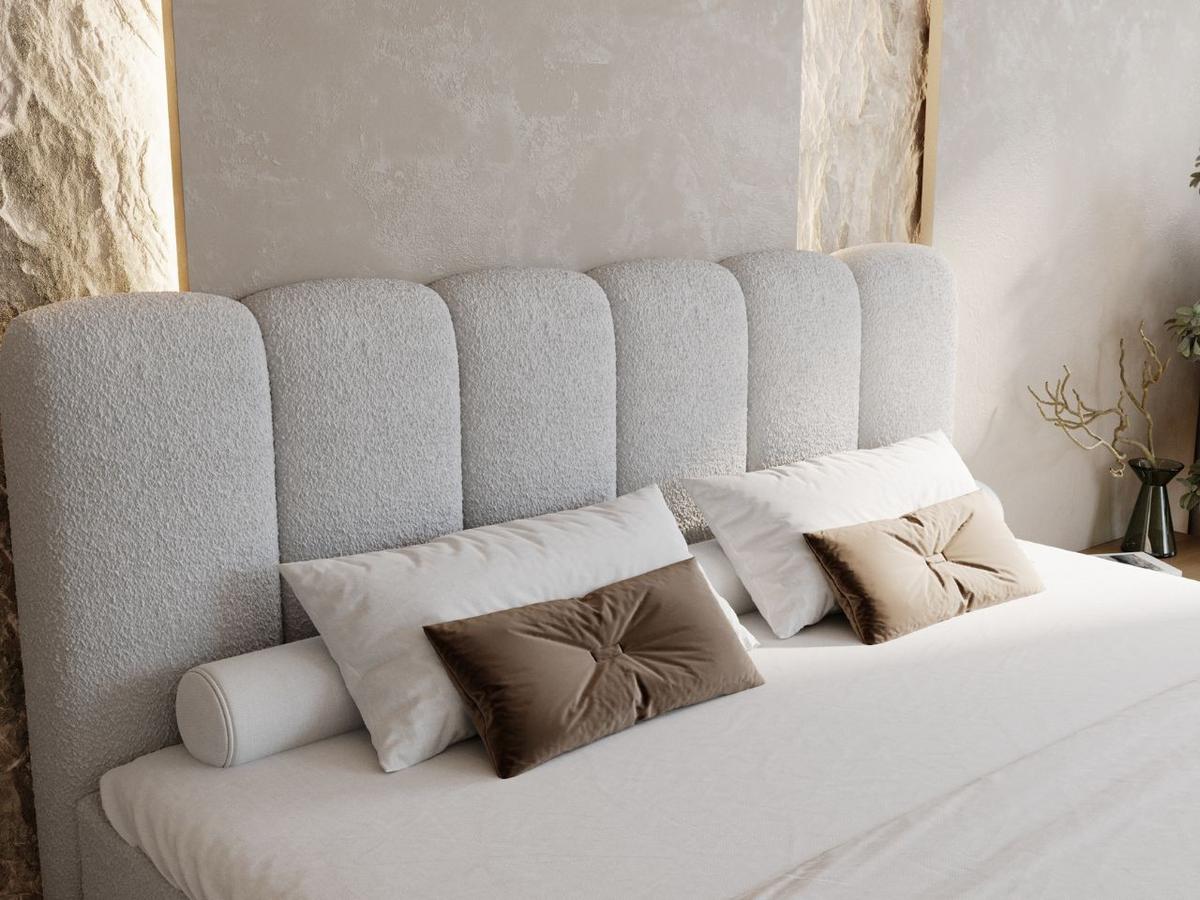 BOXBETT Cloud 160x200 Bouclé-Stoff Grau - Grau, Holz/Textil (160/200cm) - Graingold