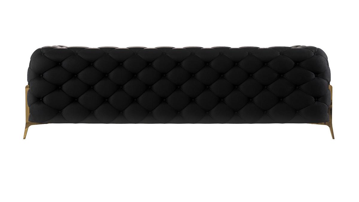 CHESTERFIELD-SOFA 3-Sitzer Lexi Schwarz Samt - Goldfarben/Schwarz, Holz/Textil (243/75/100cm) - S-Style Möbel