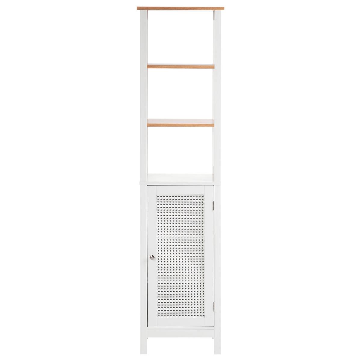 BADEZIMMERSCHRANK 40 cm Weiß Alamos - Weiß/Braun, Holzwerkstoff (40/160/30cm) - Beliani