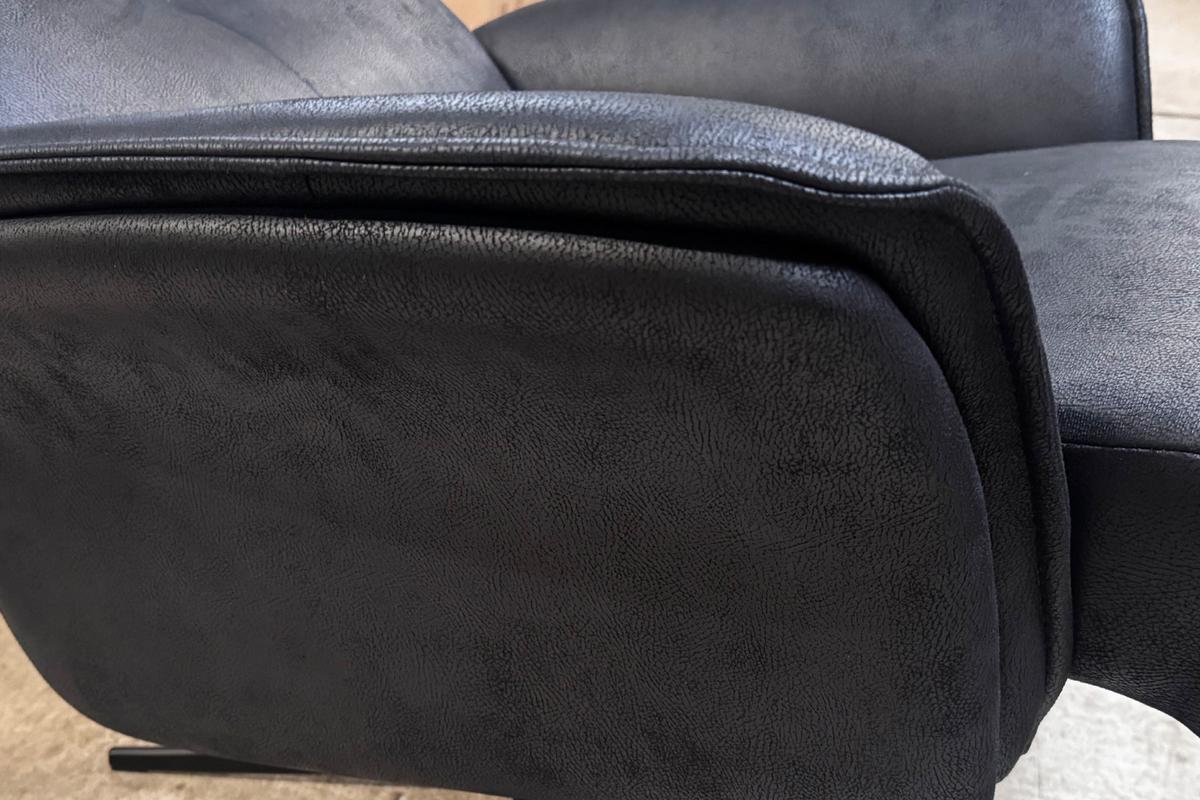 RELAXSESSEL JOSIANE Schwarz Lederfaserstoff Relaxfunktion - Schwarz, Leder/Metall (78/107/87cm) - KAWOLA