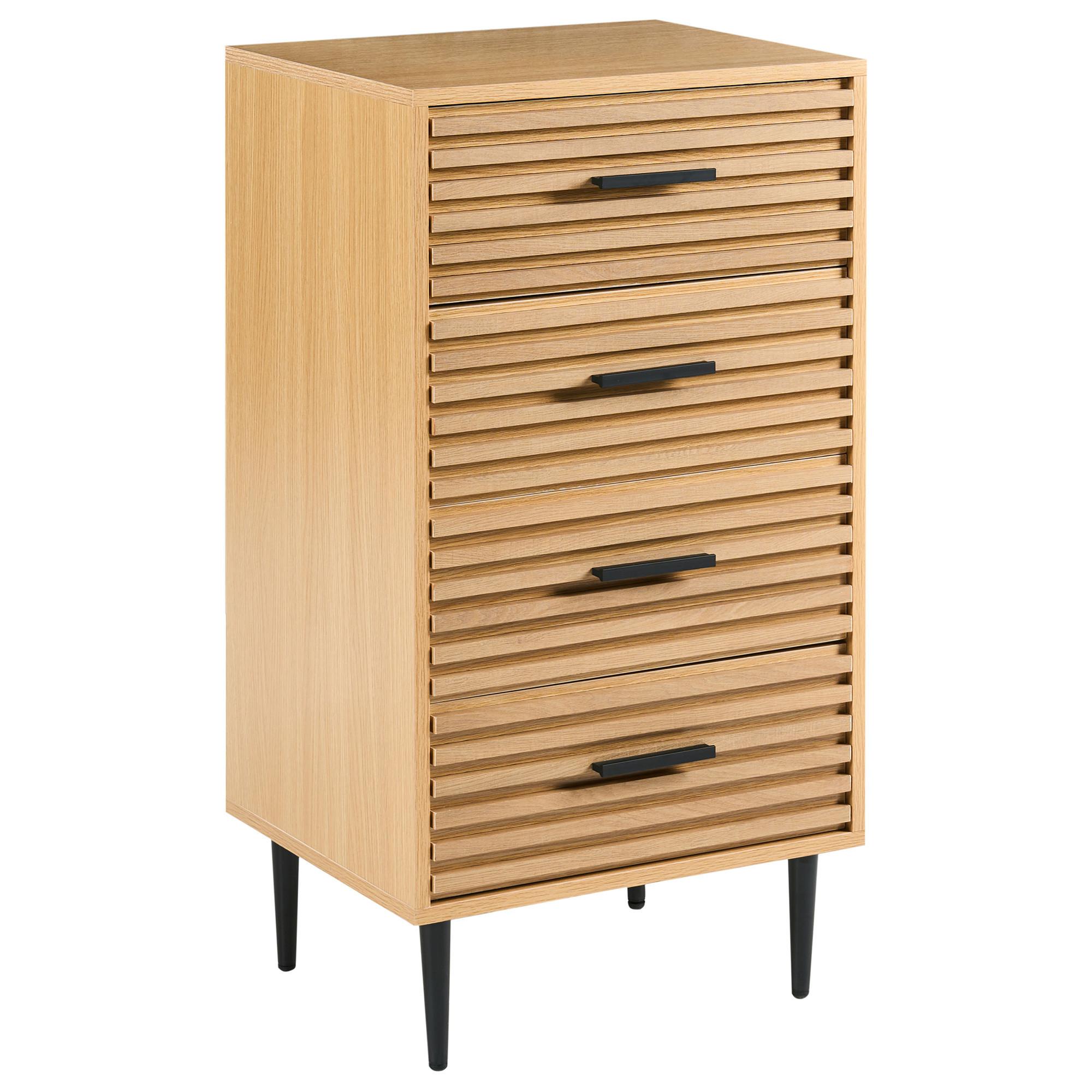KOMMODE mit 4 Schubladen Hellbraun Keith - Hellbraun, Holzwerkstoff (48/90/40cm) - Beliani