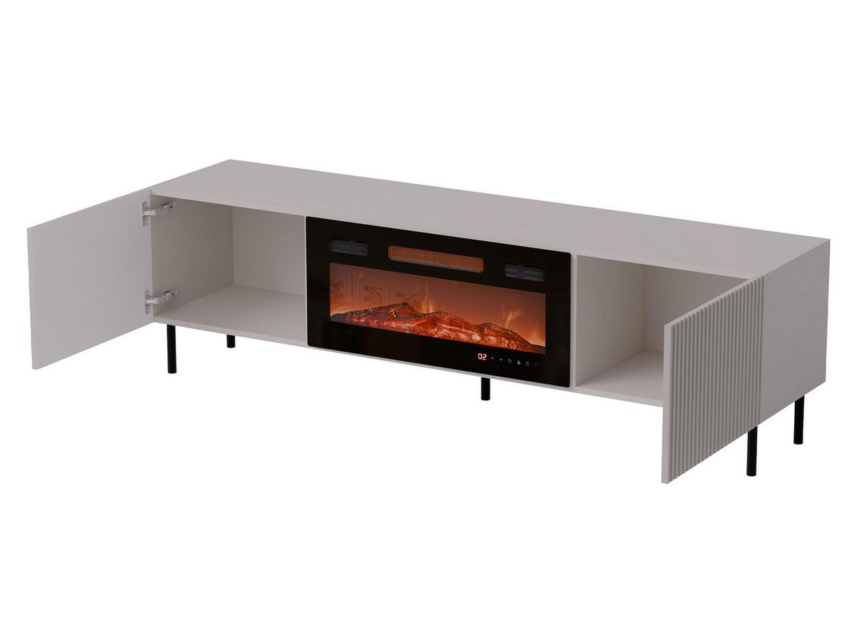 TV-ELEMENT Aruba 2D 181 mit Kamin - Schwarz/Naturfarben, Holzwerkstoff (181/53/42cm) - MIRJAN24
