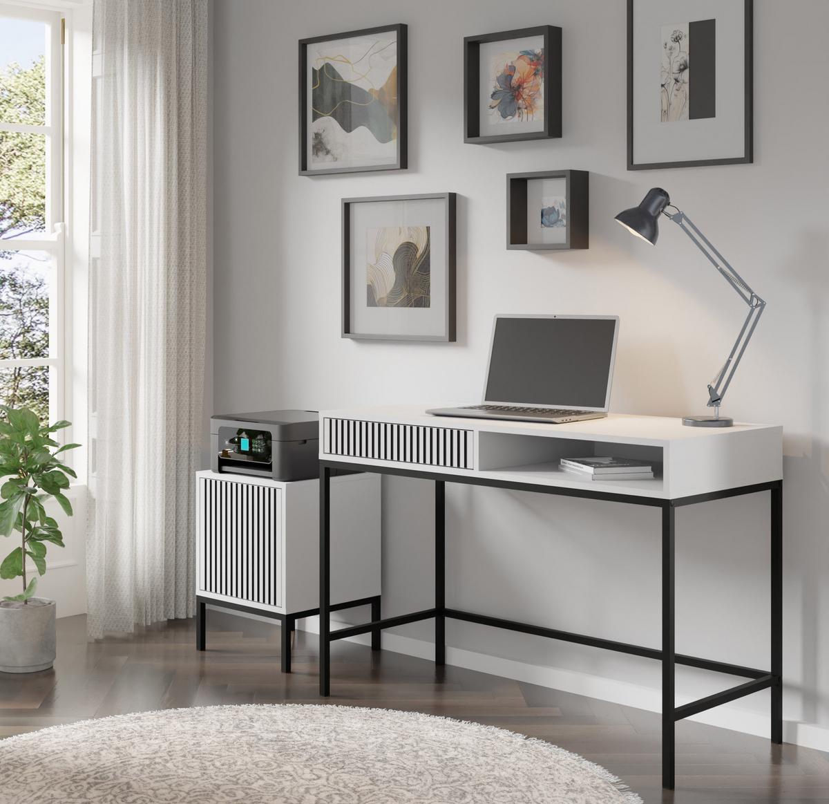SCHMINKTISCH Weiß, Weiß-Schwarz, Schwarz 112/78/50 - Schwarz/Weiß, Holzwerkstoff (112/78/50cm) - RAUMHIRSCH FURNITURE
