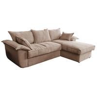 ECKSOFA DAMETO Braun Cord Mit Schlaffunktion - Schwarz/Braun, Kunststoff/Textil (266/174cm) - KAWOLA