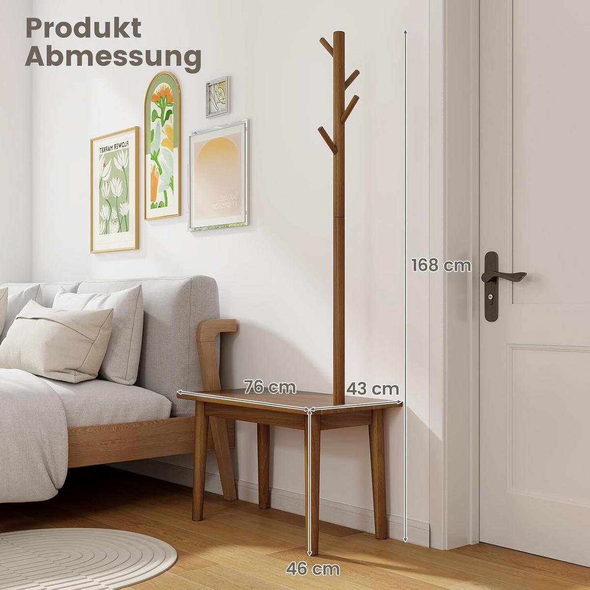 GARDEROBENSTÄNDER 168cm Braun - Braun, Holz (76/168/43cm) - COSTWAY