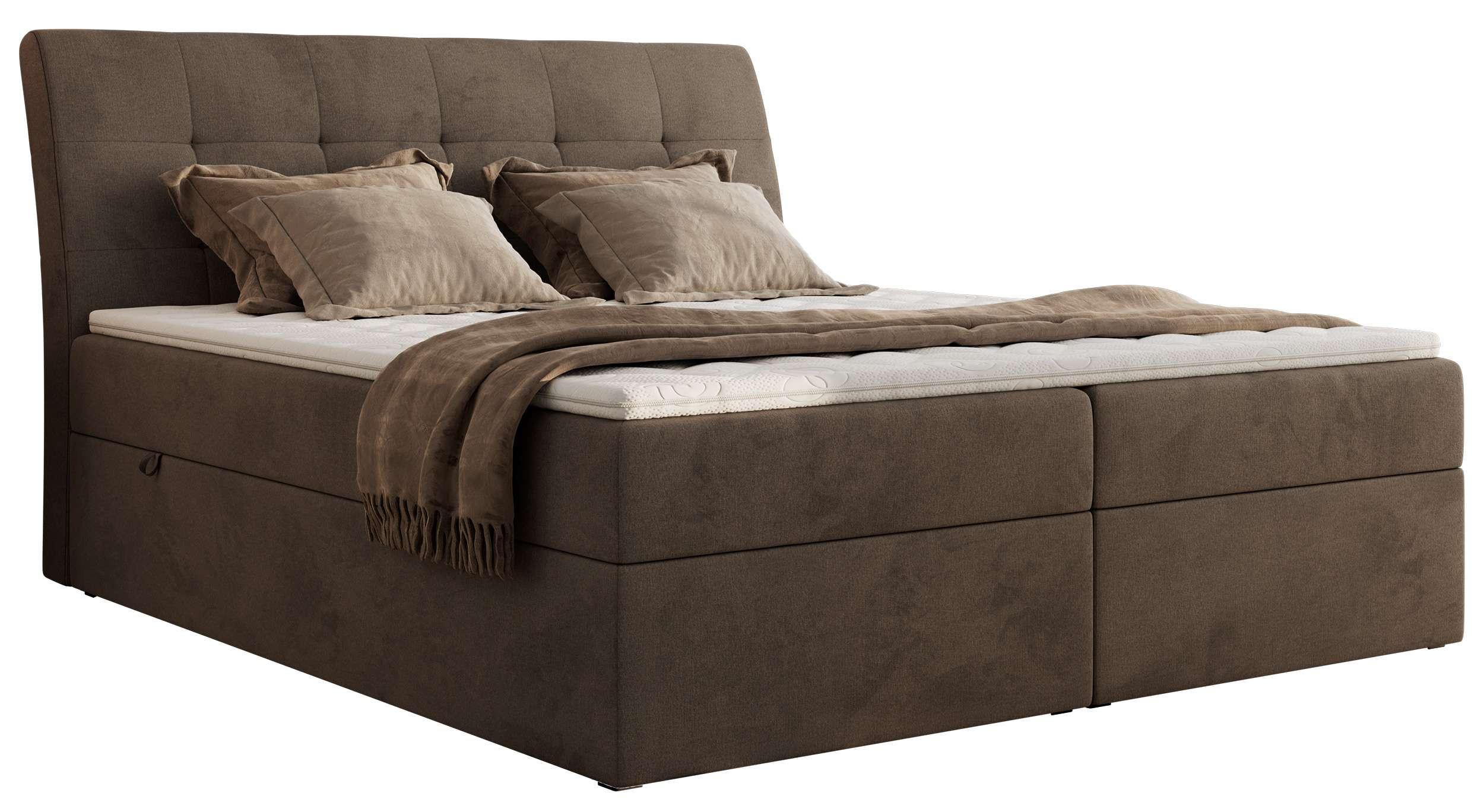 BOXBETT DAGOS 160/200 - Braun Velvet - H4 - Topper T25 - Braun, Textil (160/200cm) - MKS