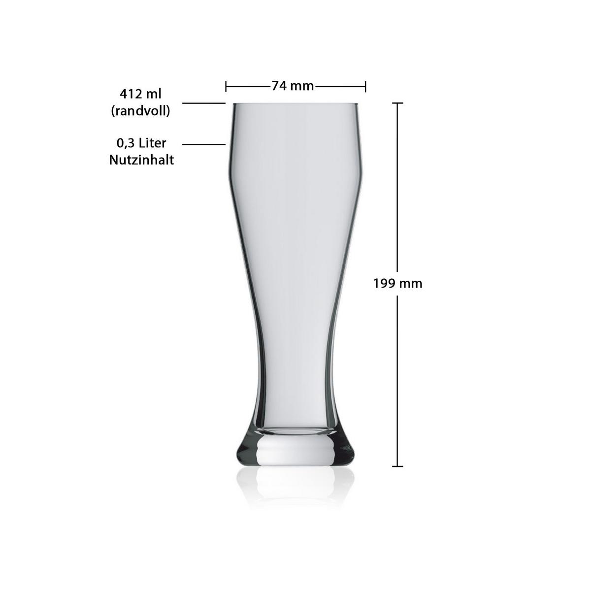 WEIZENBIERGLÄSER Ranft transparent 0,3 l 6er Set - Transparent, Glas (0.3L) - Pasabahce