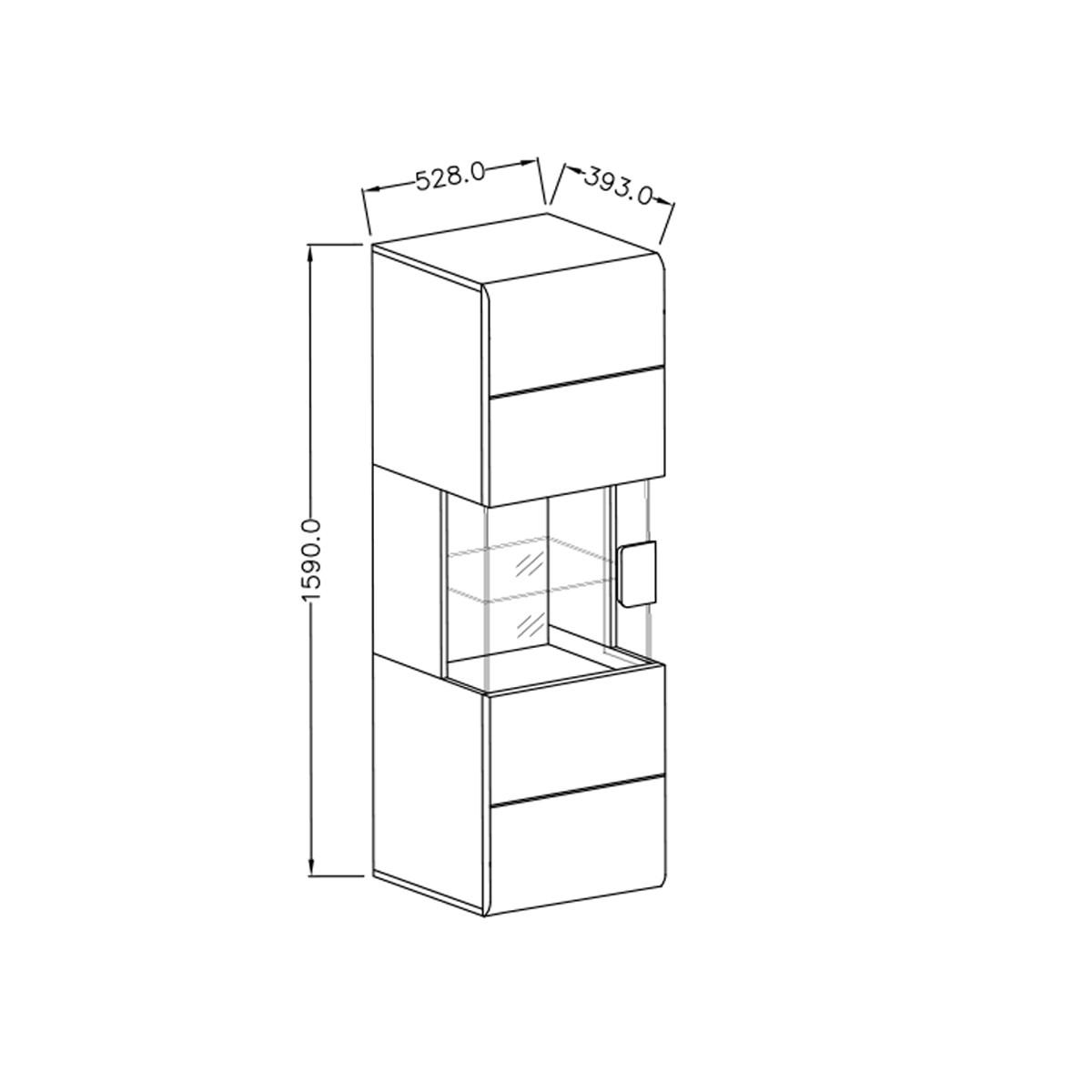 VITRINE Jules Grau und Holz - Grau, Holzwerkstoff (53/159/39cm) - Petits-meubles