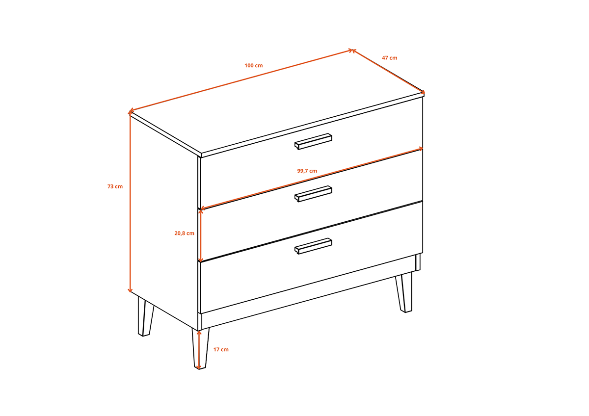 KOMMODE Denver Weiß - Weiß, Holzwerkstoff (100/90/47cm) - Petits-meubles