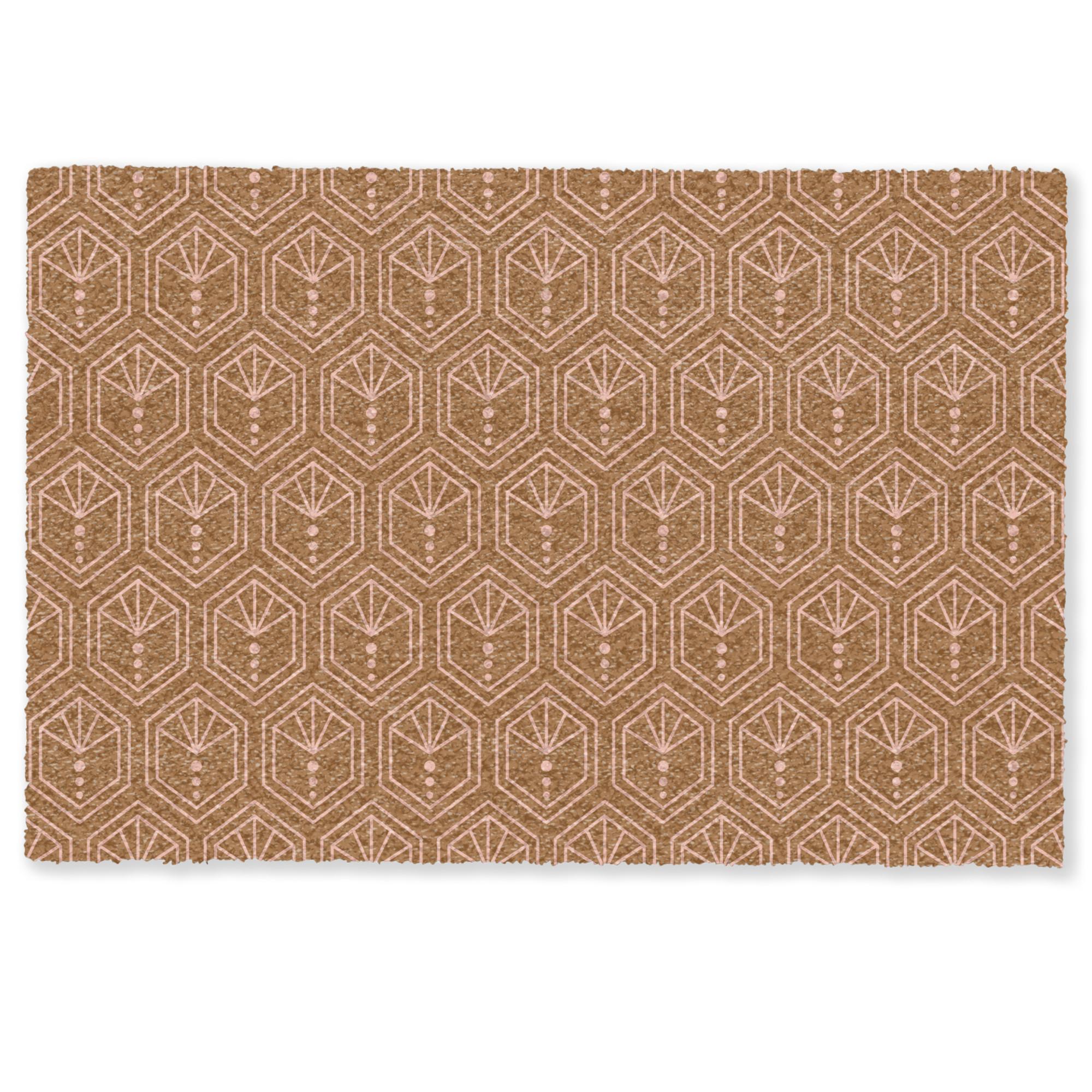 FUSSMATTE Braun - Rosa - Geometrisch - Gemustert Türmatte 60x40 cm - Braun, Kunststoff (60/0.4cm) - MuchoWow