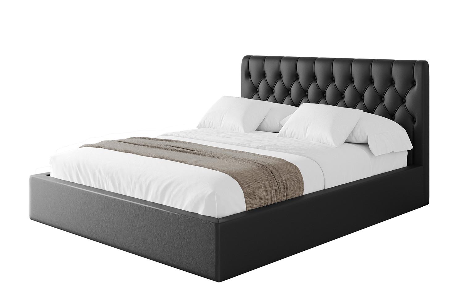 POLSTERBETT mit Bettkasten und Lattenrost, Boxbett ohne Matratze - RENO 180x200 Schwarz Kunstleder - Schwarz Hochglanz, Holzwerkstoff/Textil (180/200cm) - ALTDECOR