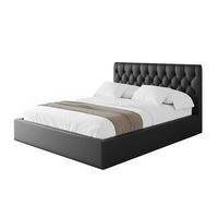 POLSTERBETT mit Bettkasten und Lattenrost, Boxbett ohne Matratze - RENO 180x200 Schwarz Kunstleder - Schwarz Hochglanz, Holzwerkstoff/Textil (180/200cm) - ALTDECOR
