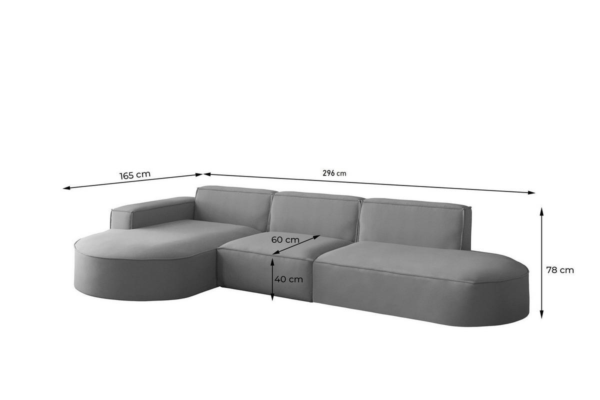 ECKSOFA Palma In Noel - Beige, Holzwerkstoff/Textil (296/165cm) - Fun Möbel
