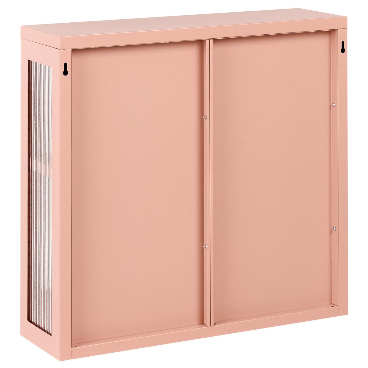 WANDSCHRANK 60 cm Metall Pfirsichrosa Harlyn - Pink, Metall (60/57/18cm) - Beliani