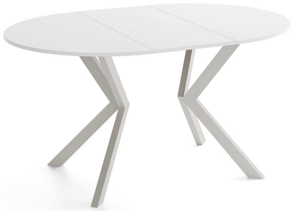 ESSTISCH Valio rund oval ausziehbar verlängerbar mit Metallbeinen in Kaschmir Grau, Weiß 100-140/100/76 cm - Kaschmir/Beige, Holzwerkstoff/Metall (100/140/76cm) - WFL GROUP