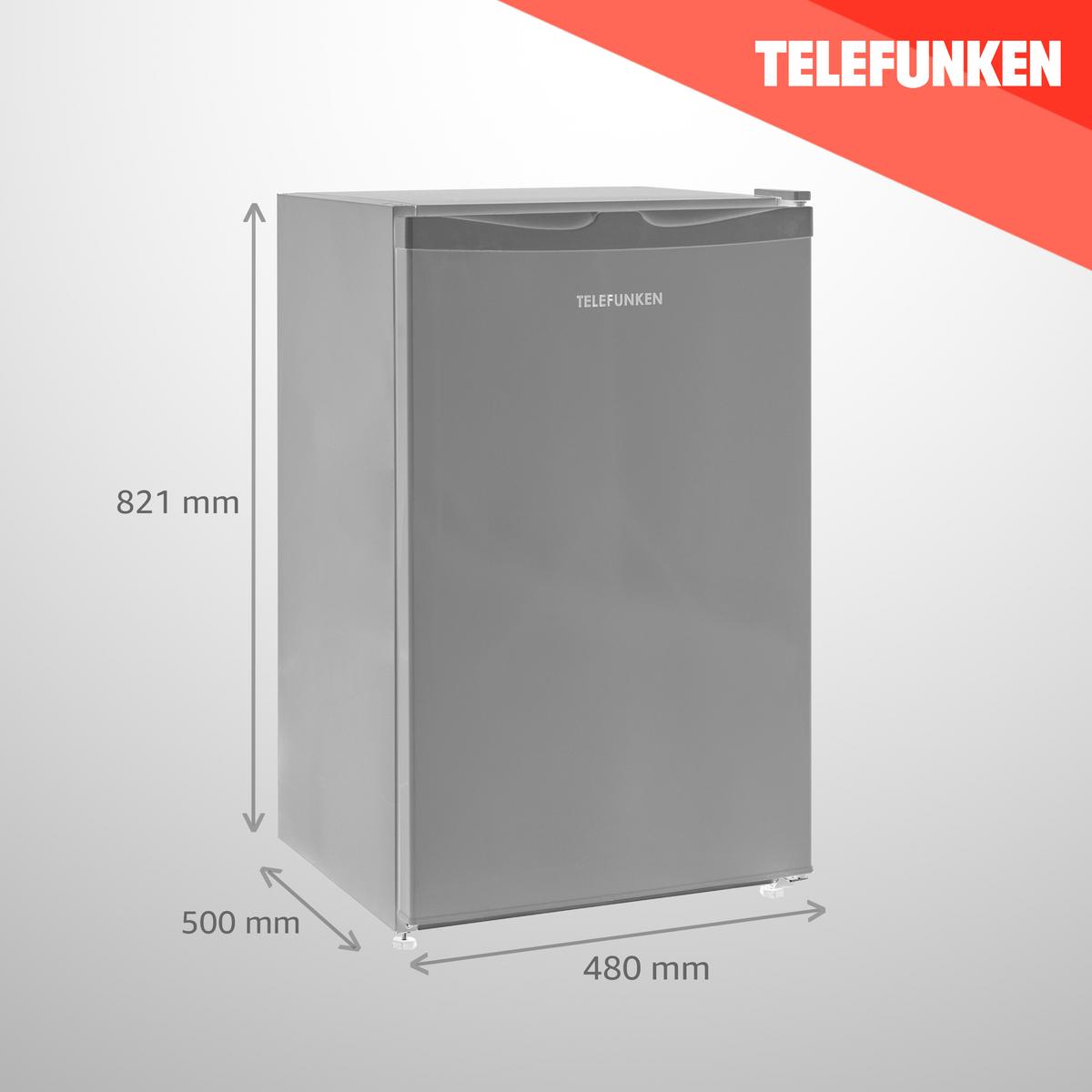 KÜHLSCHRANK, ohne Gefrierfach, freistehend, klein, 90 Liter Nutzinhalt, mit Gemüsefach & 3 Ablagen, Temperaturregelung, CF-31-121-S - Silberfarben, Kunststoff/Metall (48/82.1/50cm) - Telefunken