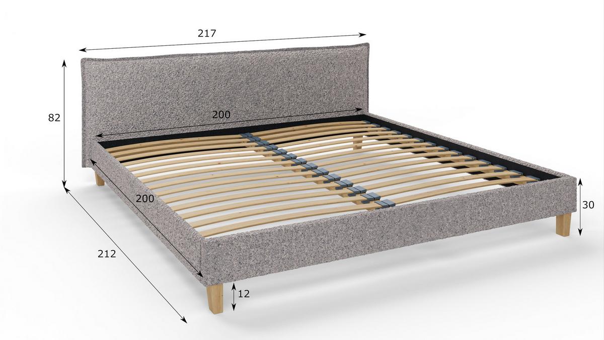 POLSTERBETT Arles 200/200 cm Boucle Stoff - Hellbraun/Grau, Holz/Textil (200/200cm) - S-Style Möbel
