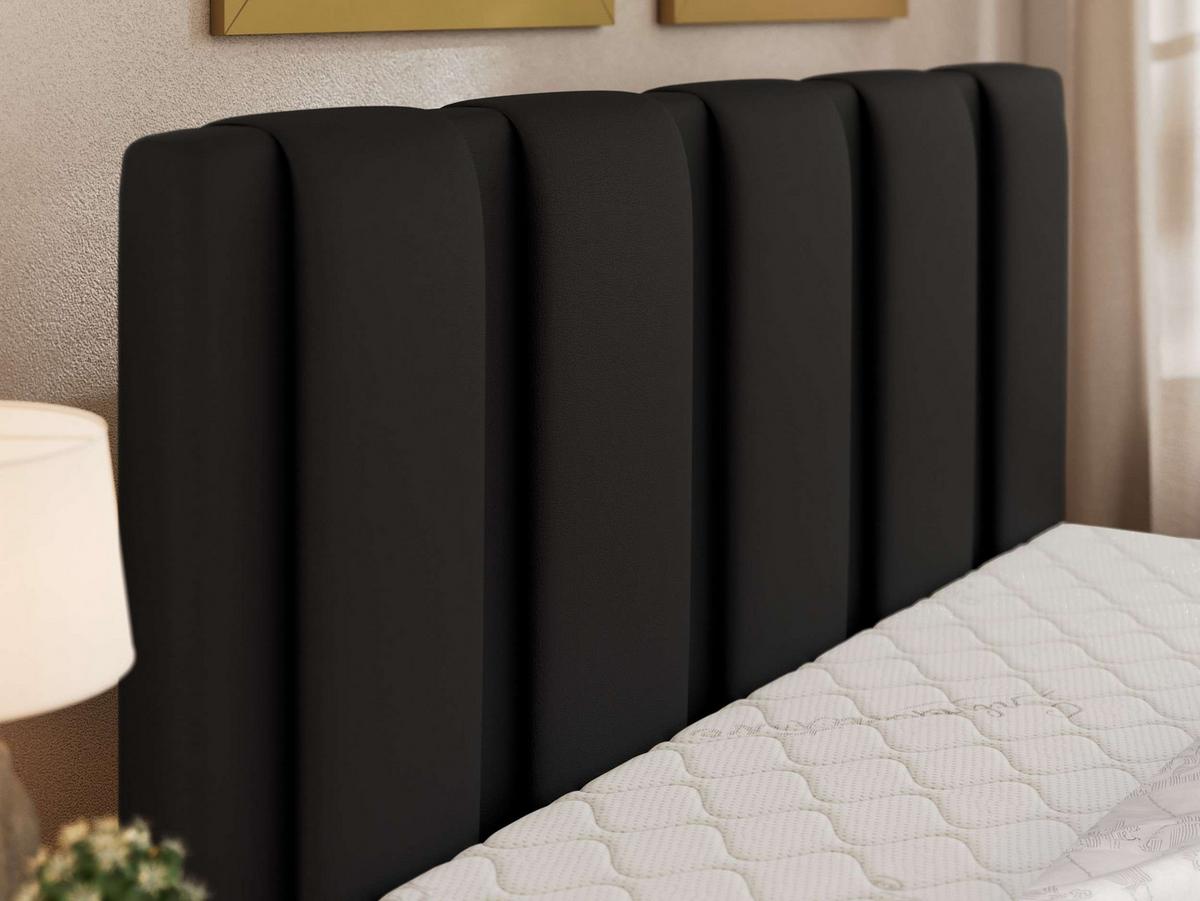 POLSTERBETT SAVINO CLASSIC 140/200 - Schwarz Kunstleder - Multipocket-Matratze - Schwarz, Kunststoff/Textil (140/200cm) - MKS