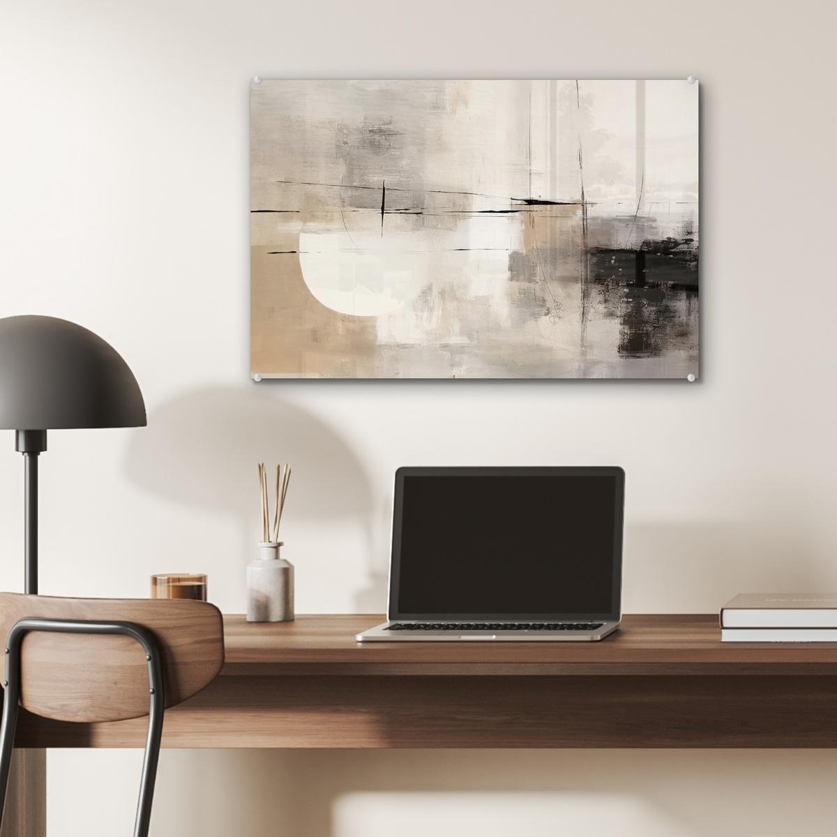 ACRYLGLASBILD Abstrakt - Kunst - Grau Wanddeko 60x40 cm - Hellgrau, Glas (60/40cm) - MuchoWow