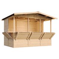 MARKTBUDE Holz, Gartenhaus, FÜNF FENSTER - 200x300/6 m2 M150B - Beige, Holz (336/232/263cm) - Timbela