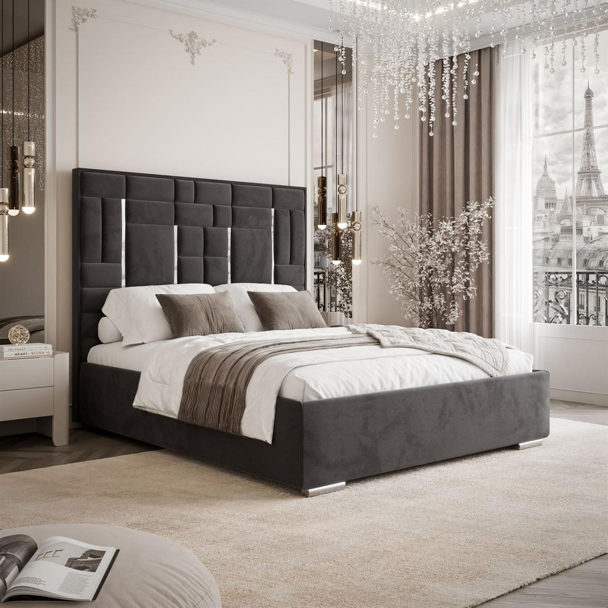 POLSTERBETT BRIGITTE SILVER mit Bettkasten 160x200 cm Element 01 - Anthrazit, Textil (160/200cm) - Lookway
