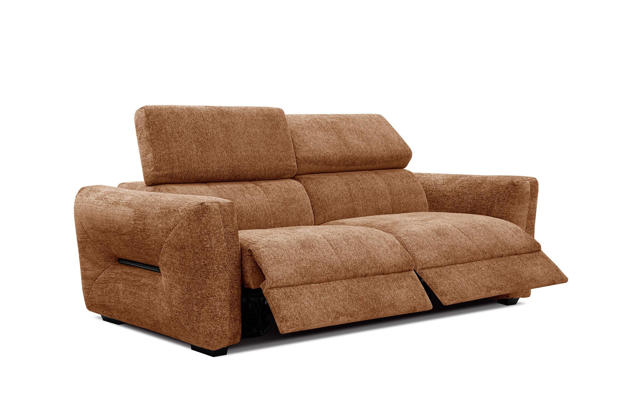SOFA CALVERA 3-Sitzer mit 2 Relaxfunktionen, dunkelorange - Dunkelorange, Holzwerkstoff/Textil (204/79/106cm) - Wozimo