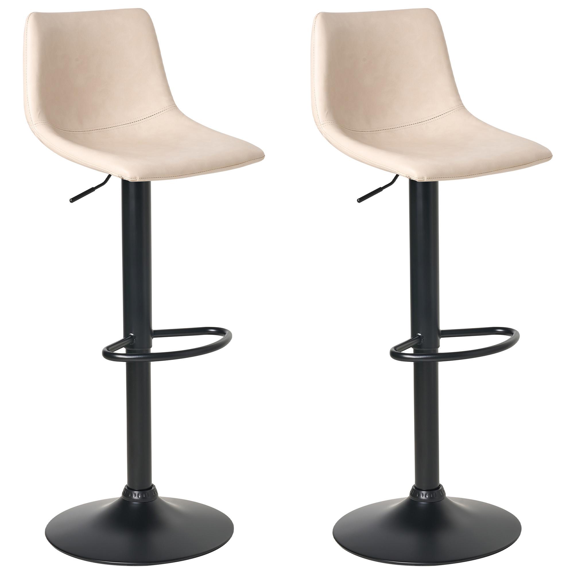 BARHOCKER 2er-Set Hellbeige Lebrija - Beige/Schwarz, Kunststoff (39/98/44cm) - Beliani