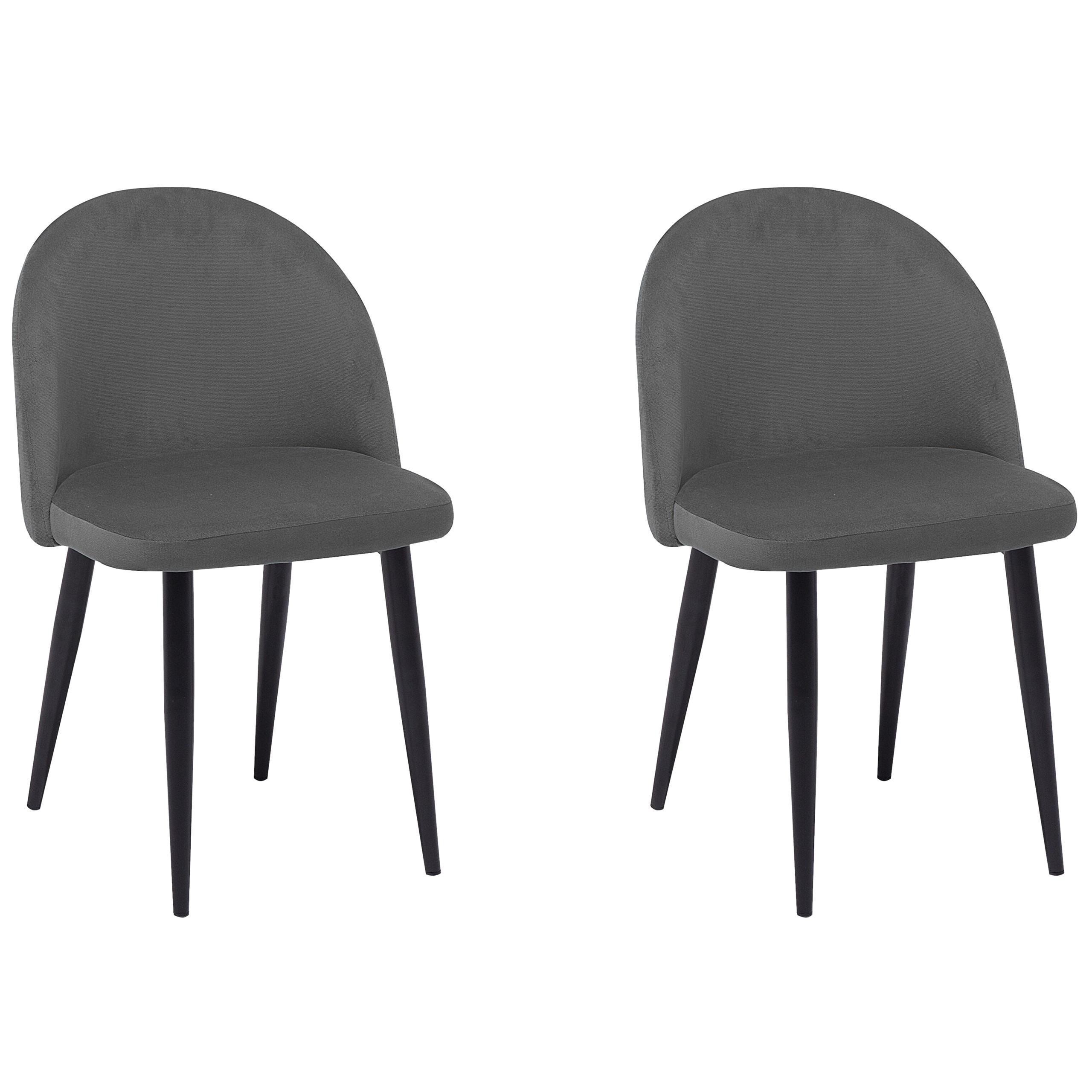 ESSZIMMERSTUHL 2er-Set Samtstoff Grau Visalia - Grau, Textil/Metall (50/81/47cm) - Beliani