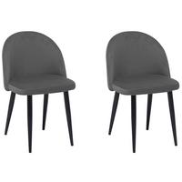 ESSZIMMERSTUHL 2er-Set Samtstoff Grau Visalia - Grau, Textil/Metall (50/81/47cm) - Beliani