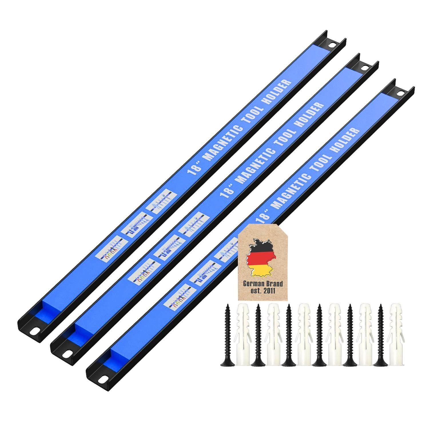 MAGNETLEISTEN-SET für Werkzeug Magnetisch (3-tlg. Set) - Schwarz, Metall (2.3/1.3/45.5cm)