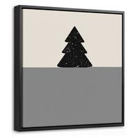 LEINWAND Bilder mit Rahmen - Weihnachtsbaum - Schwarz - Urlaub - Beige - 20x20 - Schwarz, Textil (20/20cm) - MuchoWow