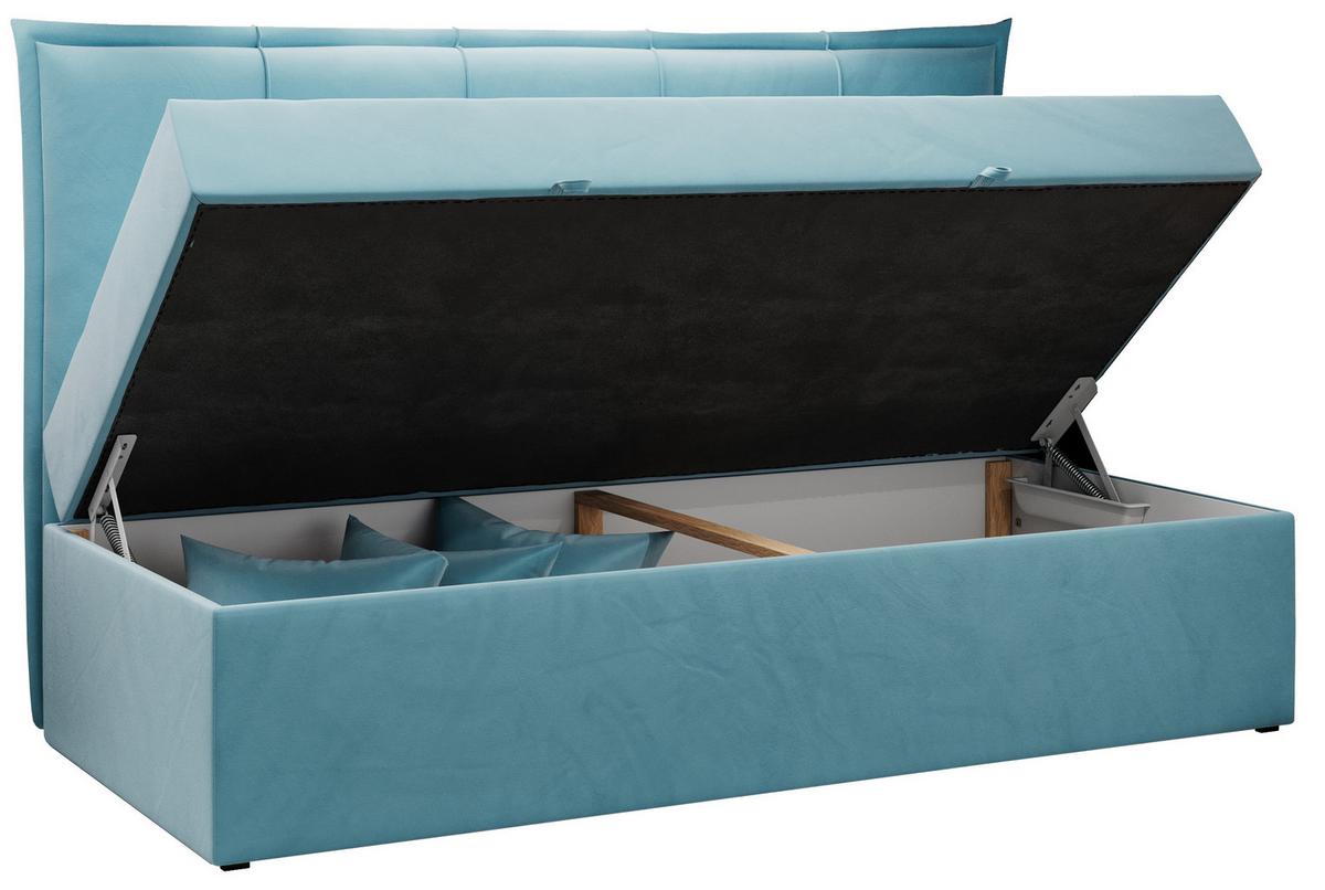 BOXBETT BANCO 90/200 Blau Velvet - H3 - Blau, Holz/Textil (90/200cm) - MKS