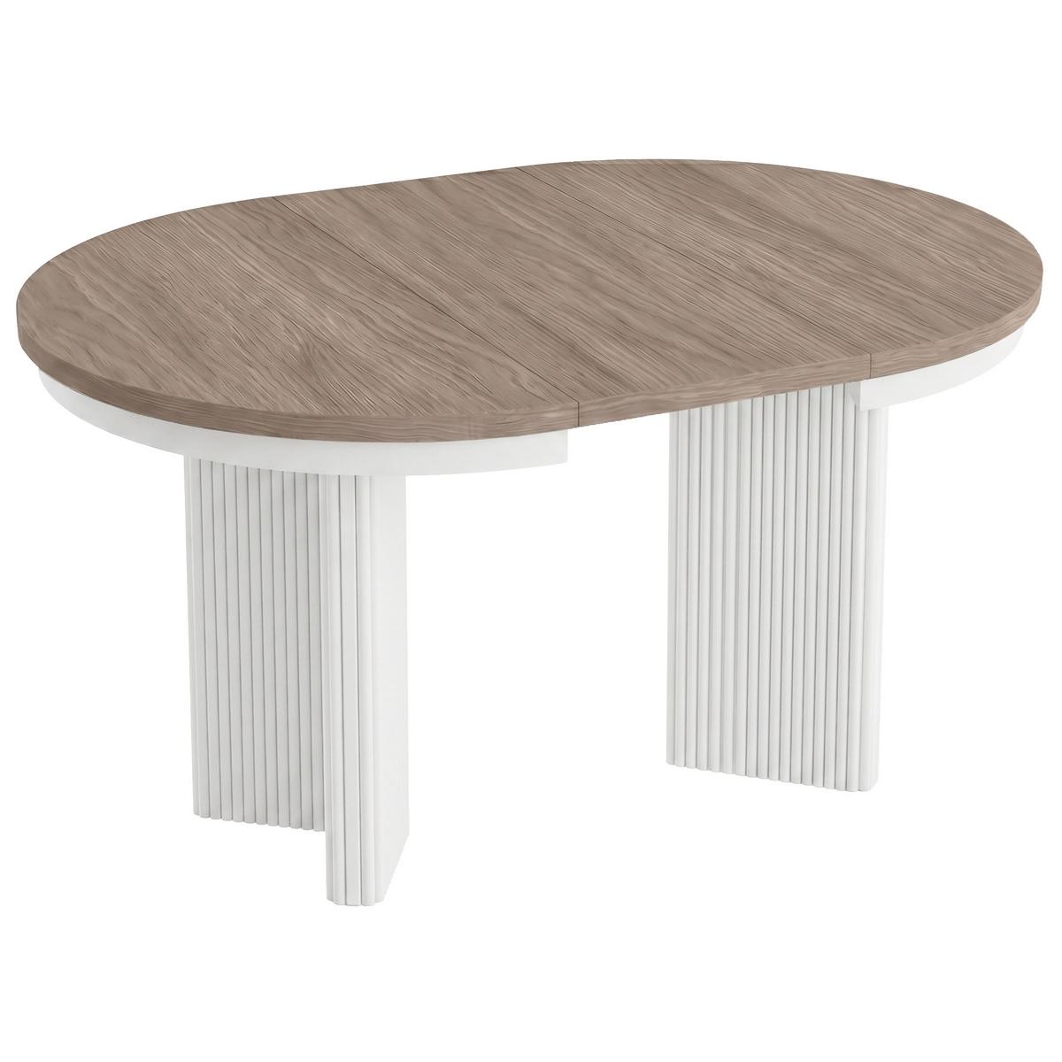 ESSTISCH Prestige runder Design-Tisch, ausziehbar Ø 100–180 cm, Walnuss+Weiß - Walnussfarben/Weiß, Metall (100/100/77cm) - Beautysofa