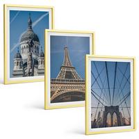 BILDER SET 3er Set - 40x60 cm Goldrahmen - Ansichten von Gebäuden aus Städten auf der ganzen Welt - Goldfarben, Kunststoff (40/60cm) - TULUP