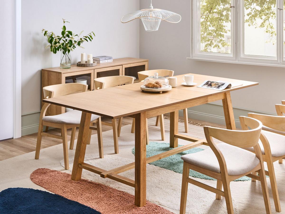 ESSTISCH ausziehbar Helle Esche 160-200/90 cm Barnes - Hellbraun, Holzwerkstoff (160/90/76cm) - Beliani