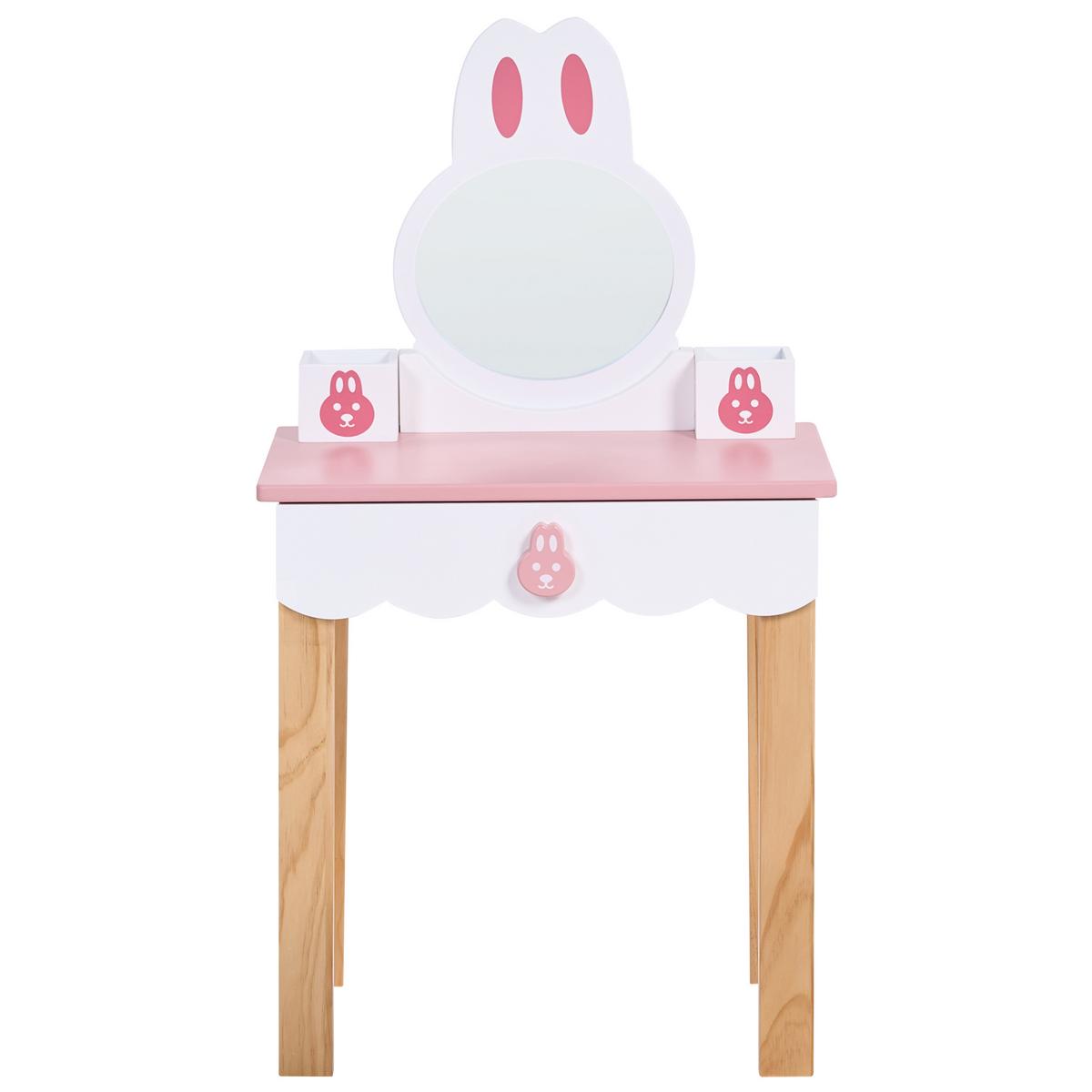KINDERSCHMINKTISCH mit Stuhl Rosa Lenah - Pink/Weiß, Holz/Holzwerkstoff (50/91/30cm) - Beliani