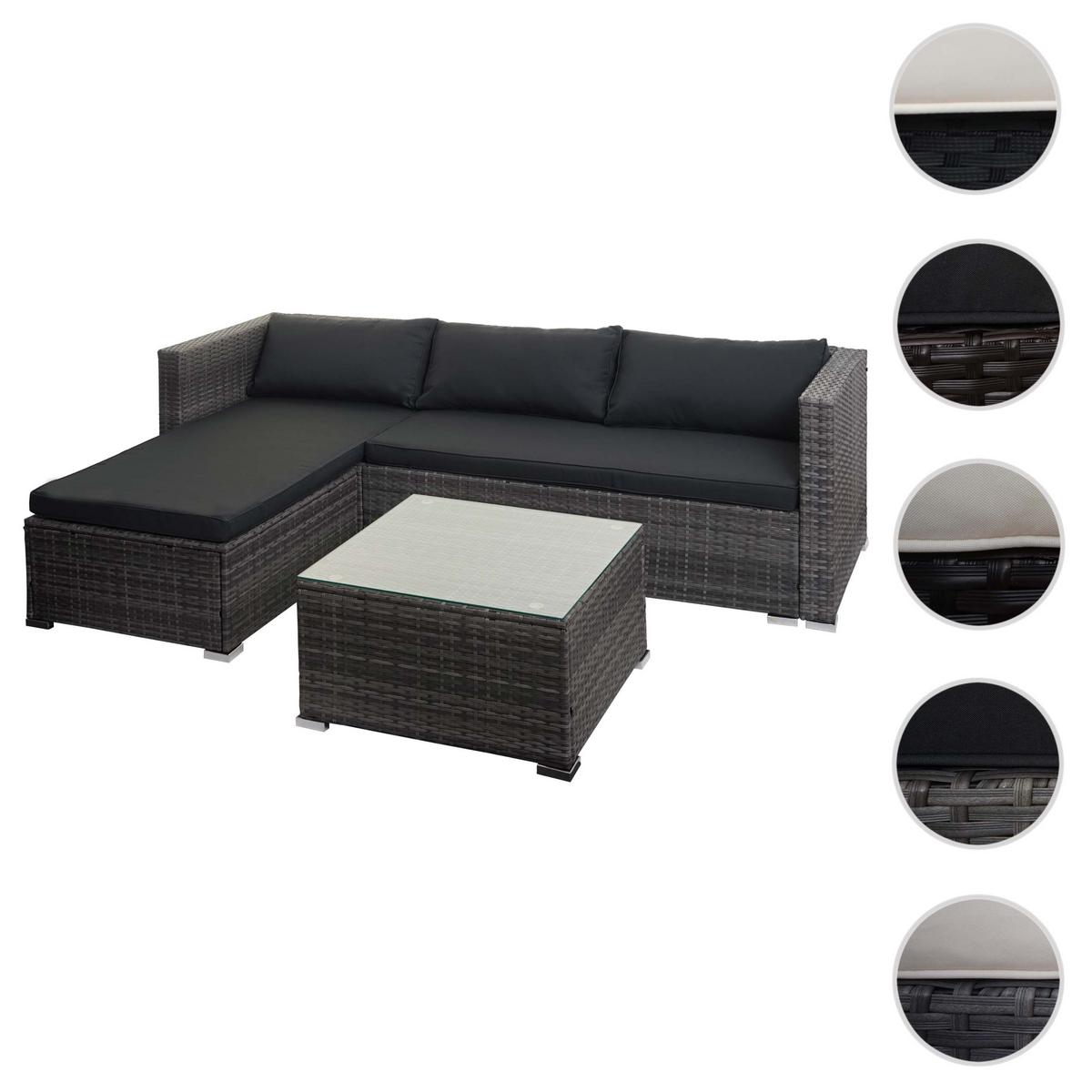 POLY-RATTAN GARNITUR Grau, Grau - Grau, Kunststoff - MCW