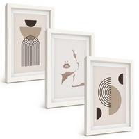 BILDER SET 3er Set - 20x30 cm Weißer Rahmen - Abstrakte Formen und Gesicht - Weiß, Kunststoff (20/30cm) - TULUP
