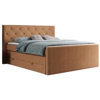 BOXSPRINGBETT KING VELEN 200/200 Orange Struktur - H3 - Orange, Holz/Textil (200/200cm) - MKS