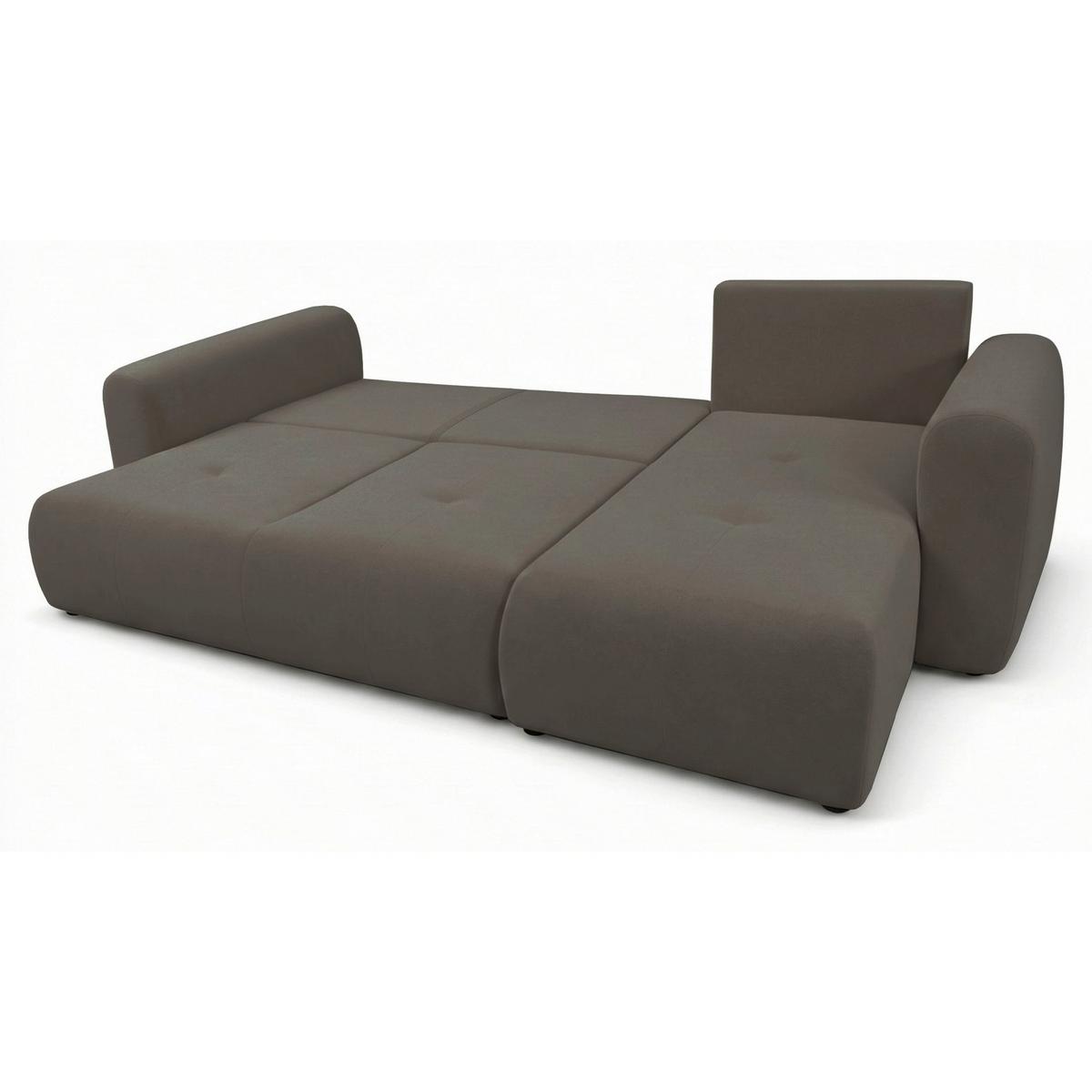 ECKSOFA Olido Dunkelbeige-Samt - Schwarz/Cappuccino, Kunststoff/Textil (245/150cm) - Selsey