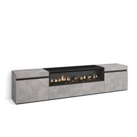 LOWBOARD, mit Elektrokamin, Zementgrau, 200/35/45cm - Hellgrau/Grau, Holzwerkstoff (200/45/35cm) - Skraut Home