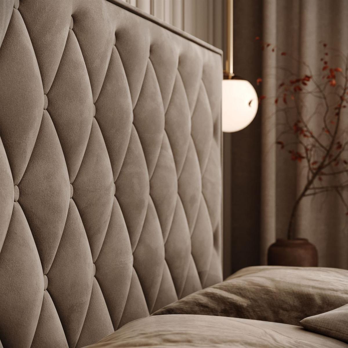 BOXSPRINGBETT INEZ II mit Bettkasten mit Topper 140x200 cm Royal Velvet 176 - Beige, Textil - Lookway