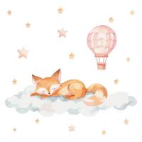 WANDAUFKLEBER 100x156cm - Ein Fuchs auf einer Wolke - Multicolor, Kunststoff (100/156/0.1cm) - Wallfluent
