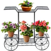 PFLANZENREGAL Blumenregal Schwarz - Schwarz, Metall (81/75/25cm) - COSTWAY